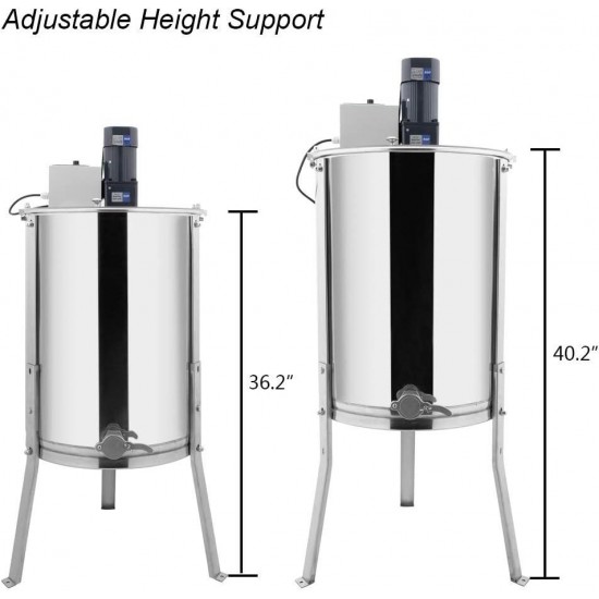 Upgraded Electric 4 Frame Honey Extractor, Stainless Steel Honeycomb Spinner Drum with Adjustable Height Stands, Beekeeping Pro Apiary Centrifuge Equipment