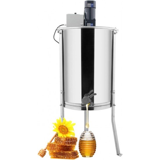 Upgraded Electric 4 Frame Honey Extractor, Stainless Steel Honeycomb Spinner Drum with Adjustable Height Stands, Beekeeping Pro Apiary Centrifuge Equipment
