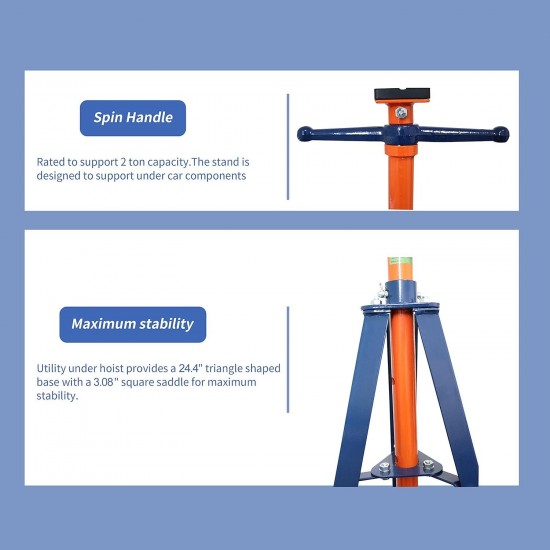 E335 High-Position 2-Ton Tripod Under Hoist Jack Stand, Underhoist Safety Stand