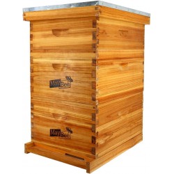 10-Frame Langstroth Beehive Dipped in 100% Beeswax, Complete Bee Hives and Supplies Starter Kit Includes 2 Deep Hive Bee Box and 1 Bee Hive Super with Beehive Frames and Foundation