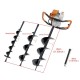 52CC 2 Stroke Earth Auger Post Fence Hole Digger, Gas Powered Earth Auger with 3pcs Ground Drill 4 6 8 Bit & 1 Extension Rod for Fences, Drilling & Planting
