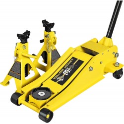 3 Ton Low Profile Hydraulic Floor Jack with 3 Ton Double Locking Jack Stands