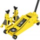 3 Ton Low Profile Hydraulic Floor Jack with 3 Ton Double Locking Jack Stands