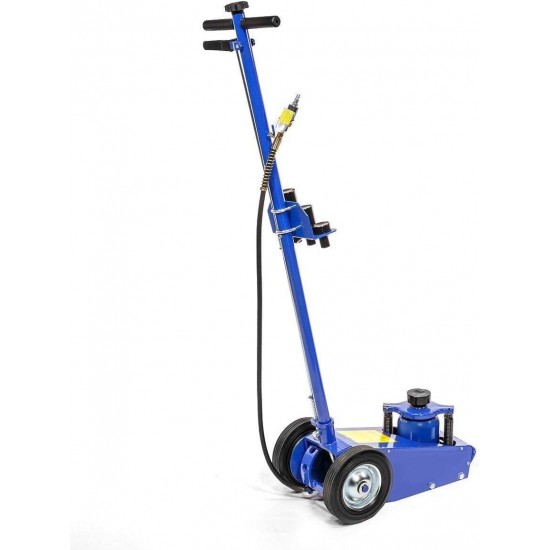 22 Ton Hydraulic Floor Jack Air-Operated Axle Bottle Jack with (4) Extension Saddle Set Built-in Wheels, Blue