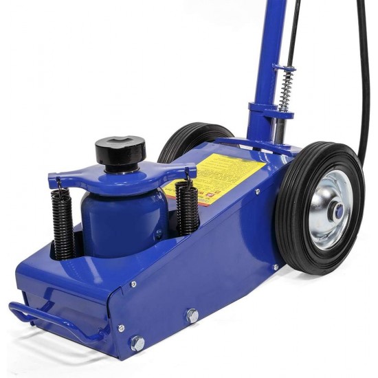 22 Ton Hydraulic Floor Jack Air-Operated Axle Bottle Jack with (4) Extension Saddle Set Built-in Wheels, Blue