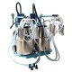 50L Electric Milking Machine 110V Milking Equipment Bucket Milker 20-24 Cows/H Capacity with Double Piston and Double Stainless Steel Buckets for Cows 1440 RPM