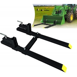 58.86 Clamp on Pallet Forks, 2000lbs Tractor Bucket Forks with Adjustable Stabilizer Bar 18” to 34” W Heavy Duty Pallet Forks for Tractor Loader Bucket or Skid Steer Kubota Tractor
