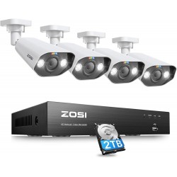 ZOSI 4K Spotlight PoE Security Camera System with Siren,Night Vision