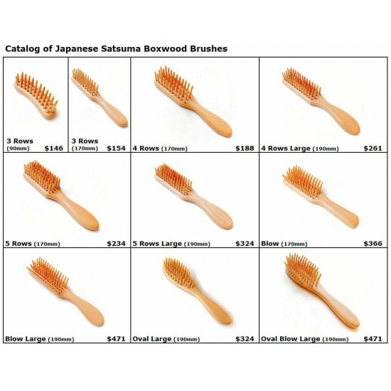 Japanese Satsuma Boxwood Hair Brush (4 Rows Large)