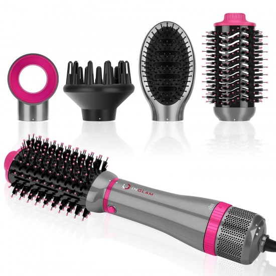 Hair Dryer Brush Set, IG INGLAM 4 in 1 Blowout Brush, Negative Ion Detachable Ha