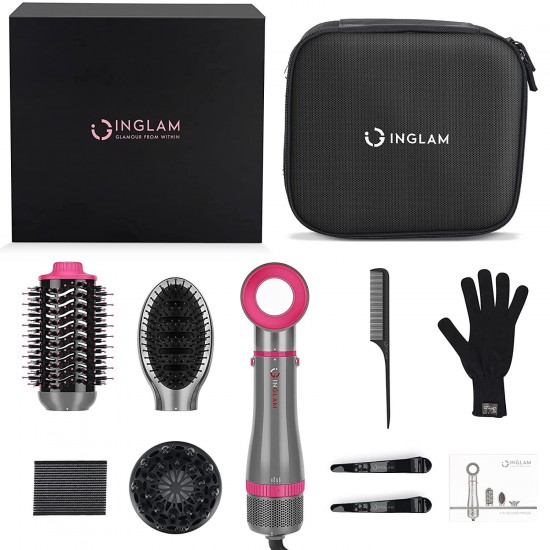 Hair Dryer Brush Set, IG INGLAM 4 in 1 Blowout Brush, Negative Ion Detachable Ha