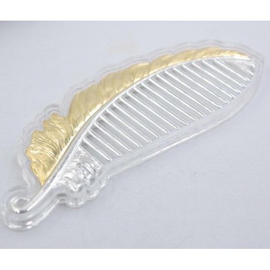 Pure S999 Sterling Silver Comb Fine Woman's Gold Unique Leaf Comb 130mmL Gift