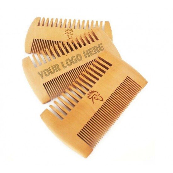 Custom LOGO-Fine&Coarse Teeth Double Sides Wood Comb Wooden Hair Comb Beard comb