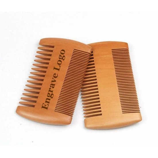 Custom LOGO-Fine&Coarse Teeth Double Sides Wood Comb Wooden Hair Comb Beard comb