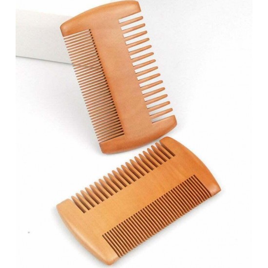 Custom LOGO-Fine&Coarse Teeth Double Sides Wood Comb Wooden Hair Comb Beard comb