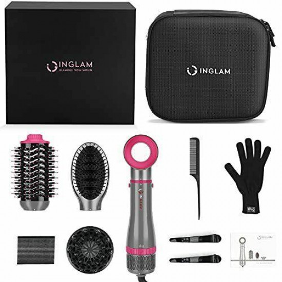 Hair Dryer Brush Set, IG INGLAM 4 in 1 Blowout Brush, Negative Ion Detachable Ha