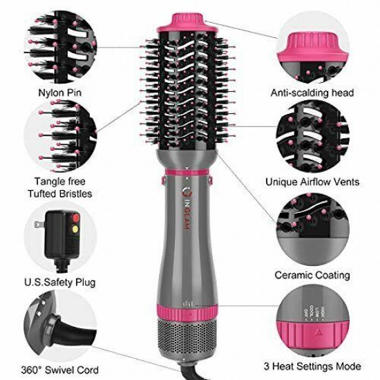 Hair Dryer Brush Set, IG INGLAM 4 in 1 Blowout Brush, Negative Ion Detachable Ha