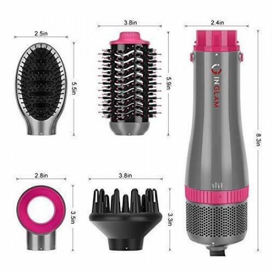 Hair Dryer Brush Set, IG INGLAM 4 in 1 Blowout Brush, Negative Ion Detachable Ha