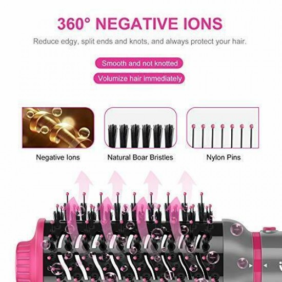 Hair Dryer Brush Set, IG INGLAM 4 in 1 Blowout Brush, Negative Ion Detachable Ha