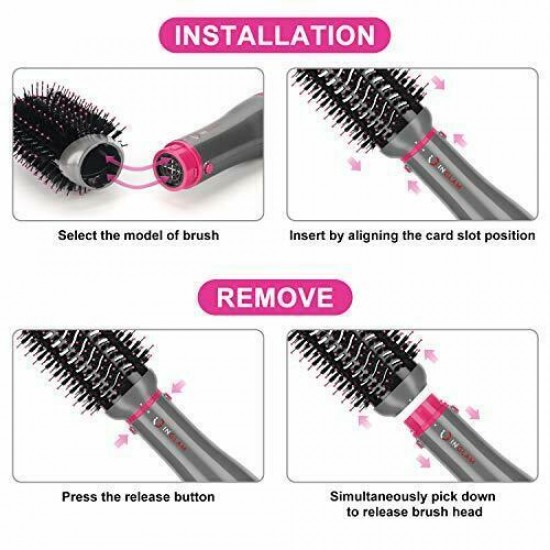 Hair Dryer Brush Set, IG INGLAM 4 in 1 Blowout Brush, Negative Ion Detachable Ha