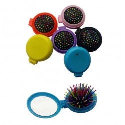 Folding Hair Brush With Mirror Compact Pocket Size Travel Wholsale