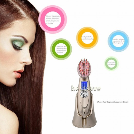 LLLT  Hair Growth  Regrowth  Laser Light Photon EMS RF Massage Comb Brush Device