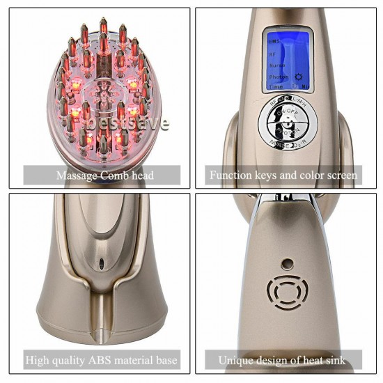 LLLT  Hair Growth  Regrowth  Laser Light Photon EMS RF Massage Comb Brush Device