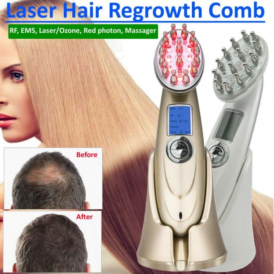 LLLT  Hair Growth  Regrowth  Laser Light Photon EMS RF Massage Comb Brush Device