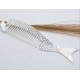 Pure S999 Sterling Silver Comb Fine Woman's Lucky Fish-Shaped Comb Gift 130mmL