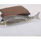 Pure S999 Sterling Silver Comb Fine Woman's Lucky Fish-Shaped Comb Gift 130mmL