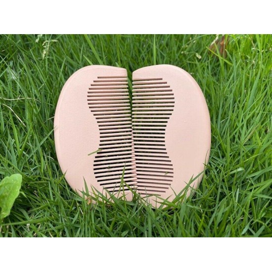 Custom LOGO-Pink Peach Wood Fine Tooth Moon Combs Wooden Comb For Women Girl