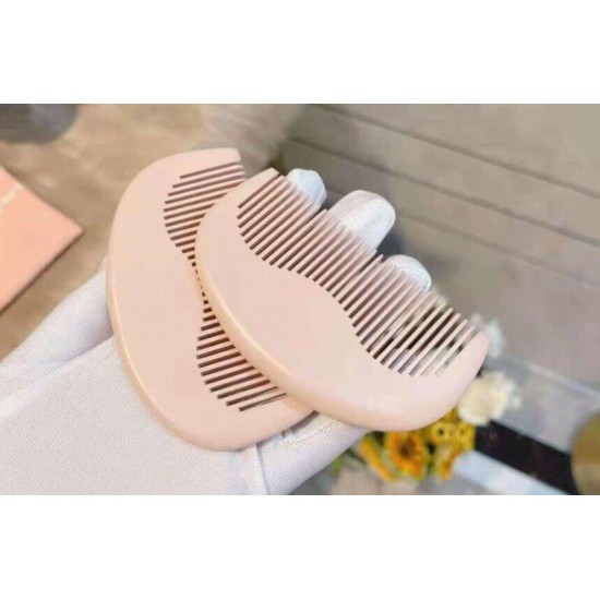 Custom LOGO-Pink Peach Wood Fine Tooth Moon Combs Wooden Comb For Women Girl