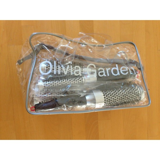 LOT SET OF 5 ROUND OLIVIA GARDEN PRO THERMAL ANTI STATIC BRUSH. INCLUDE THE BAG