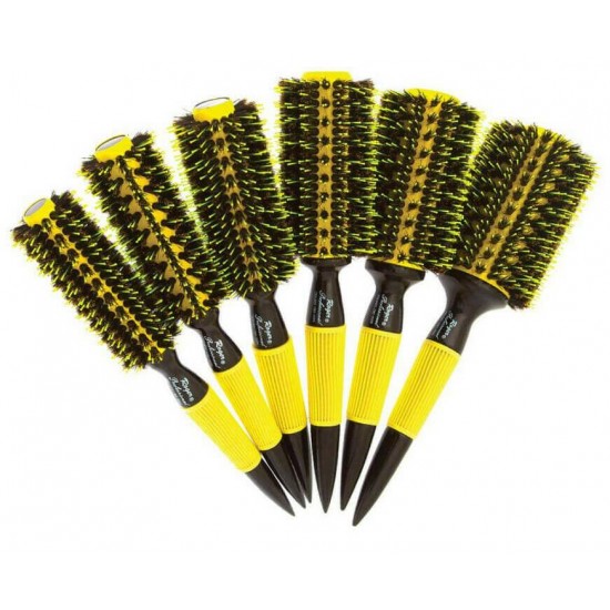 SET 7 PORCUPINE BOAR NYLON ROUND HAIR BRUSH EVAS SUPER RESISTANT