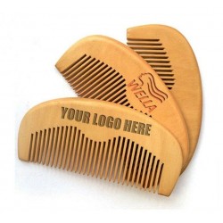 Peach Wood Fine Tooth Moon Beard Care Combs Wooden Comb Custom LOGO