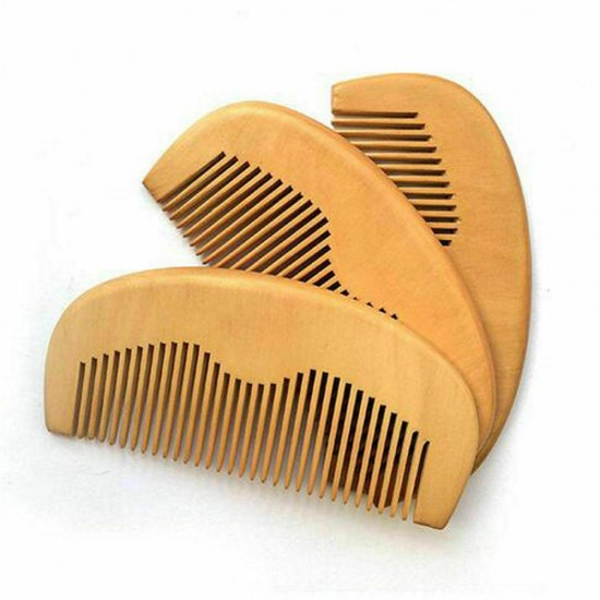 Peach Wood Fine Tooth Moon Beard Care Combs Wooden Comb Custom LOGO