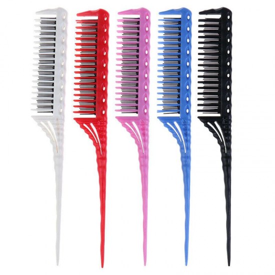 3-Row Teeth Teasing Comb Detangling Brush Comb Back Coming Hairdressing Comb HB