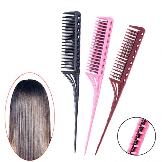 3-Row Teeth Teasing Comb Detangling Brush Comb Back Coming Hairdressing Comb HB