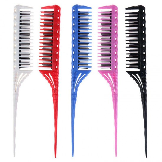 3-Row Teeth Teasing Comb Detangling Brush Comb Back Coming Hairdressing Comb HB