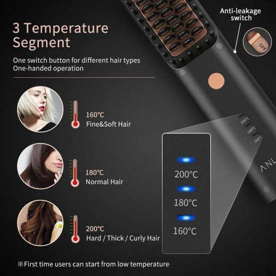 Hair Straightener Brush 3-1 Multifunctional Heating Comb Cordless Electric Beard