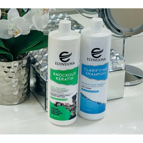 Elynuova Knockout Keratin & Clarifying Shampoo BUNDLE