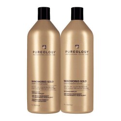 NEW - Pureology Nano Works GOLD Shampoo and Conditioner Liter Set (33.8 OZ each)