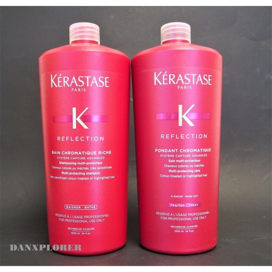 WITH PUMPS KERASTASE BAIN CHROMATIQUE RICHE AND FONDANT CHROMATIQUE 1000ml DUO!