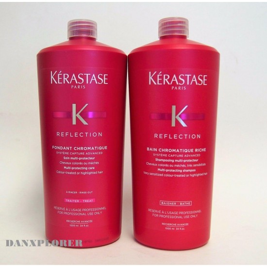 WITH PUMPS KERASTASE BAIN CHROMATIQUE RICHE AND FONDANT CHROMATIQUE 1000ml DUO!