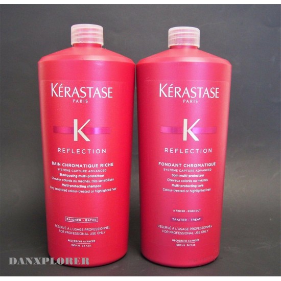 WITH PUMPS KERASTASE BAIN CHROMATIQUE RICHE AND FONDANT CHROMATIQUE 1000ml DUO!