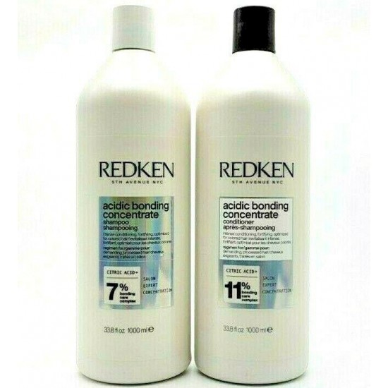 Redken Acidic Bonding Concentrate Shampoo & Conditioner Liter/33.8 oz Duo Set