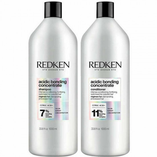 Redken Acidic Bonding Concentrate Shampoo & Conditioner Liter/33.8 oz Duo Set