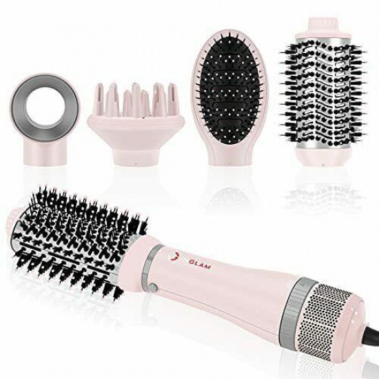 Hair Dryer Brush Set,  4 in 1 Blowout Brush, Negative Ion Detachable Hair Pink