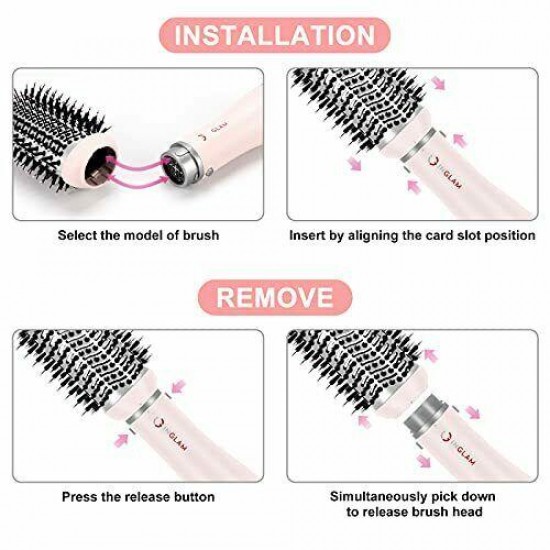 Hair Dryer Brush Set,  4 in 1 Blowout Brush, Negative Ion Detachable Hair Pink