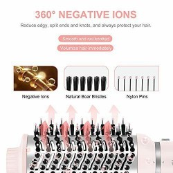 Hair Dryer Brush Set,  4 in 1 Blowout Brush, Negative Ion Detachable Hair Pink